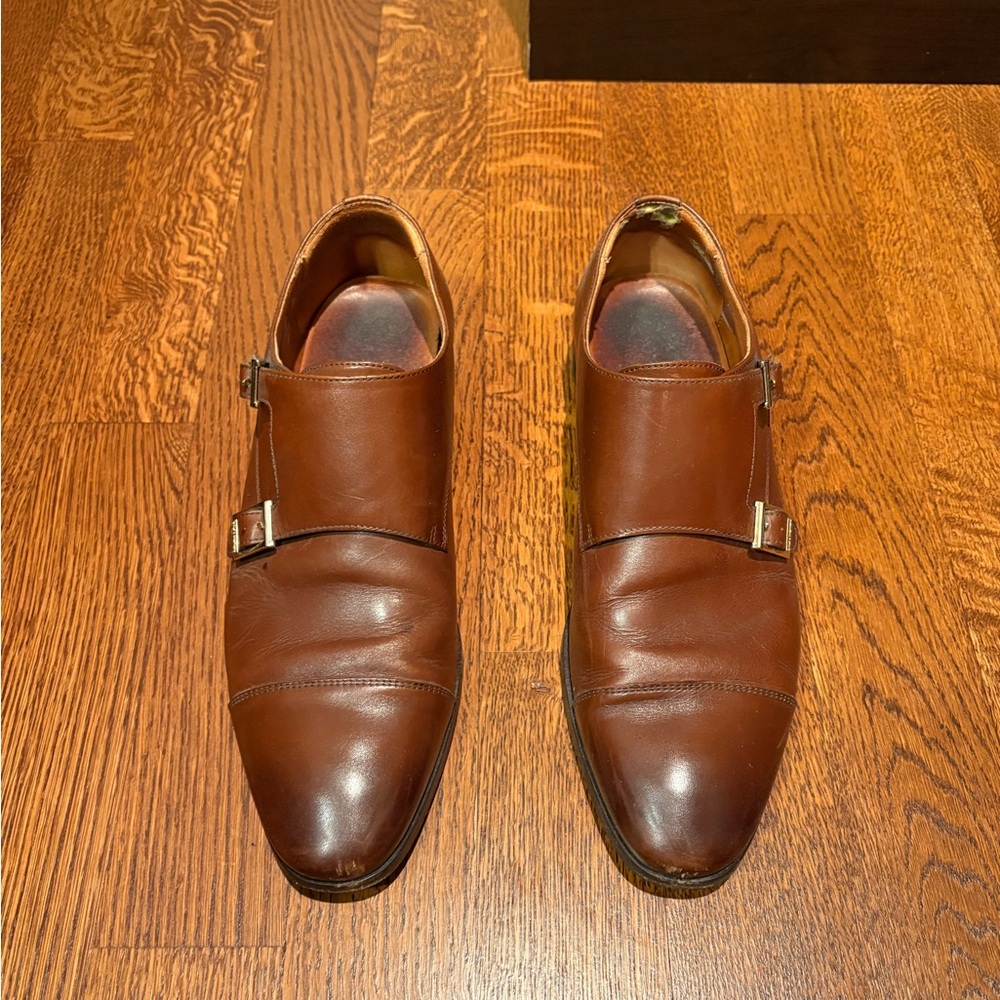 Men's Wolf & Shepherd Double Monk Brown Leather Dress Shoes